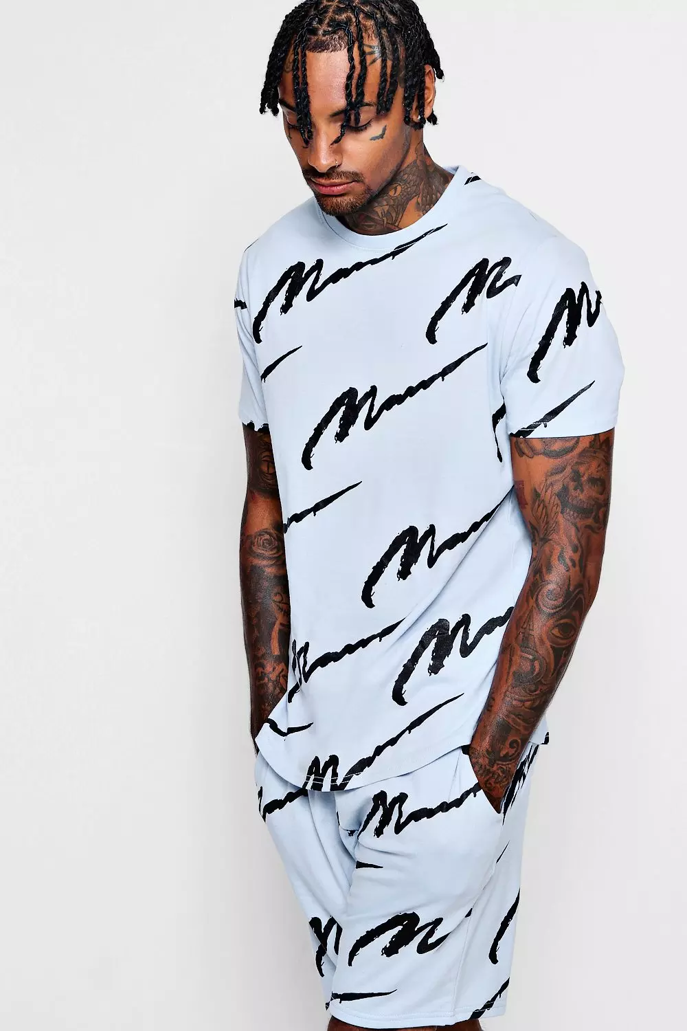 Boohooman t clearance shirt and shorts